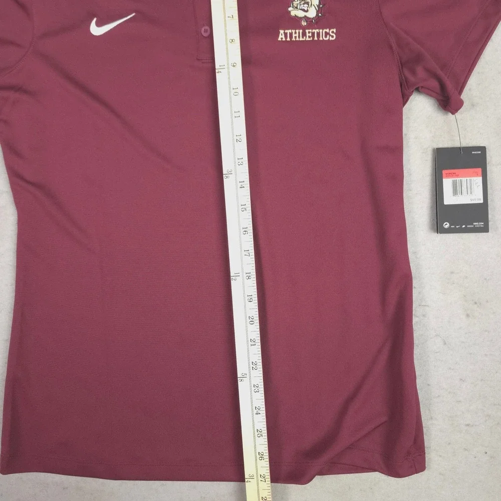 Nike Dri-FIT Womens Maroon Bulldogs Athletics Polo Shirt 908426-669 Size L NEW